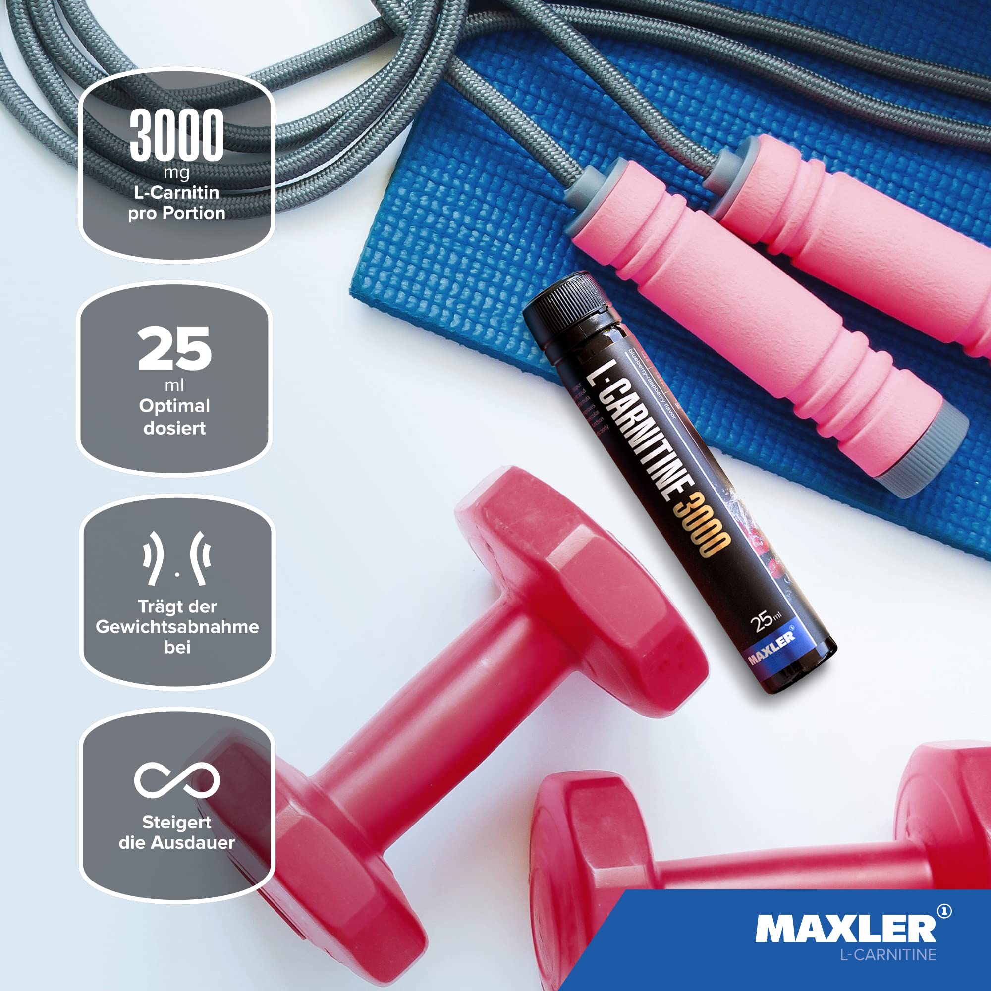 Maxler L-Carnitine 3000 - Albaricoque-Mango - 14x25ml - L Carnitina Líquida en dosis altas - Suplemento nutricional vegano - 3000 mg de ingredientes activos por porción - 14 porciones (Paquete de 4)