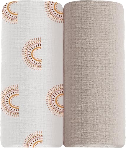 Miniatura 18 de meowcards Mantas de muselina para envolver al bebé, mantas unisex para bebés niños y niñas, grandes 47 x 47 pulgadas, mantas de recepción Boho