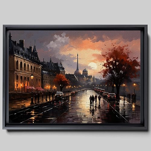 Eiffel Tower painting, Eiffel Tower wall art, depiction of the Eiffel Tower at night in brilliance