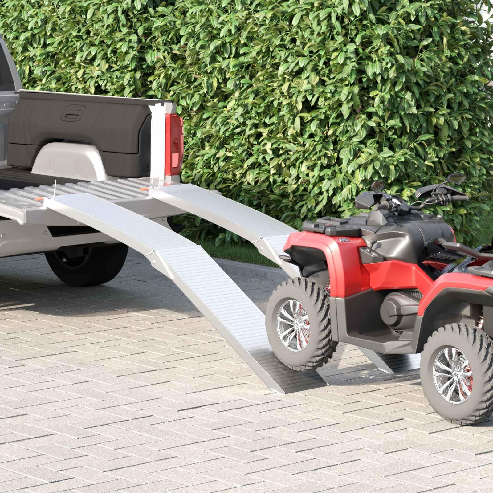 Motorradrampe 2er Set Auffahrrampen 680 kg belastbar klappbar Aluminium 205 cm klappbare Verladerampe für Motorrad ATV Rasenmäher