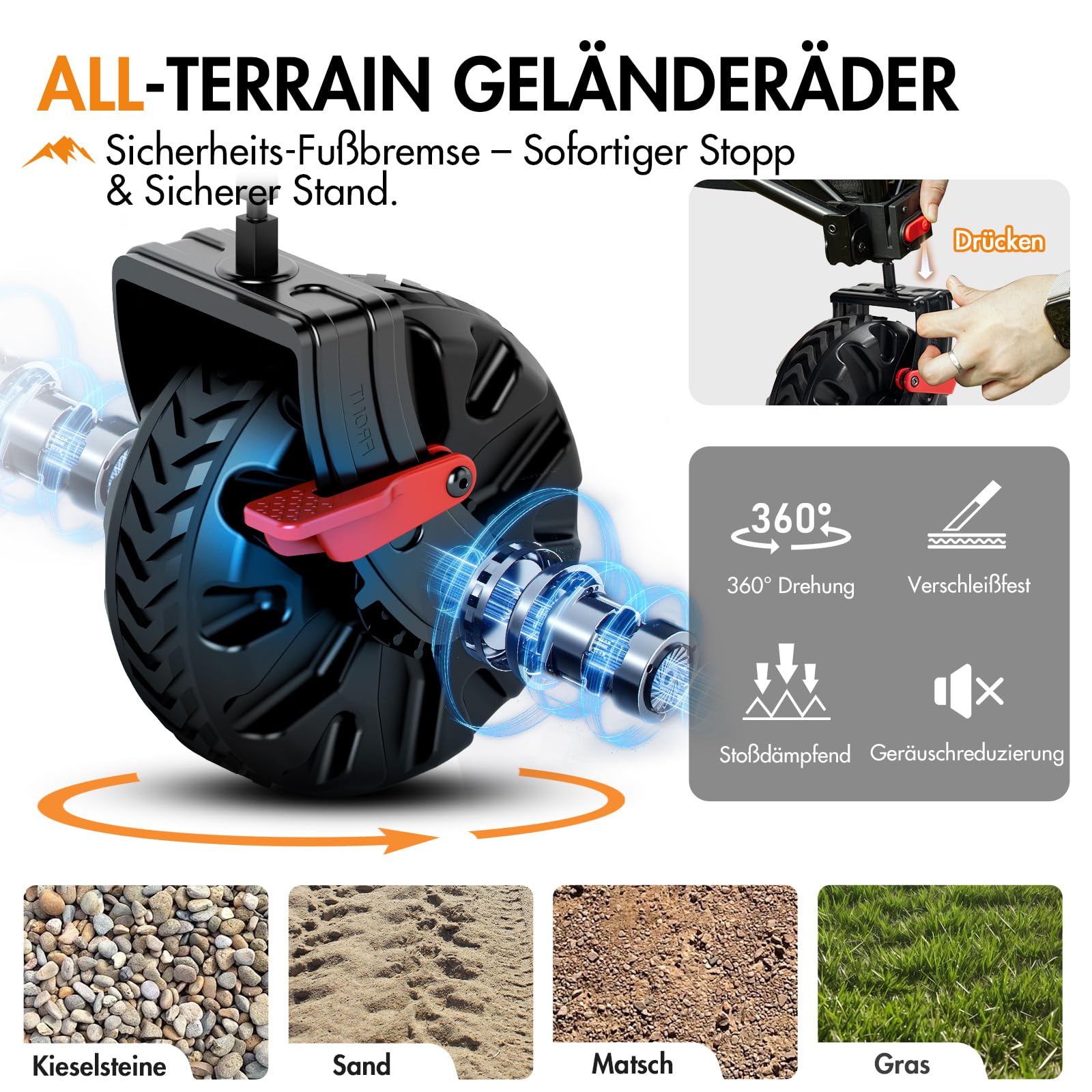 Portal Bollerwagen faltbar 400L XXL Große Ladefläche 210kg belastbar Handwagen mit Faltbarer Heckklappe Transportwagen Leiterwagen klappbar Strandwagen Faltwagen für Garten Camping Festival