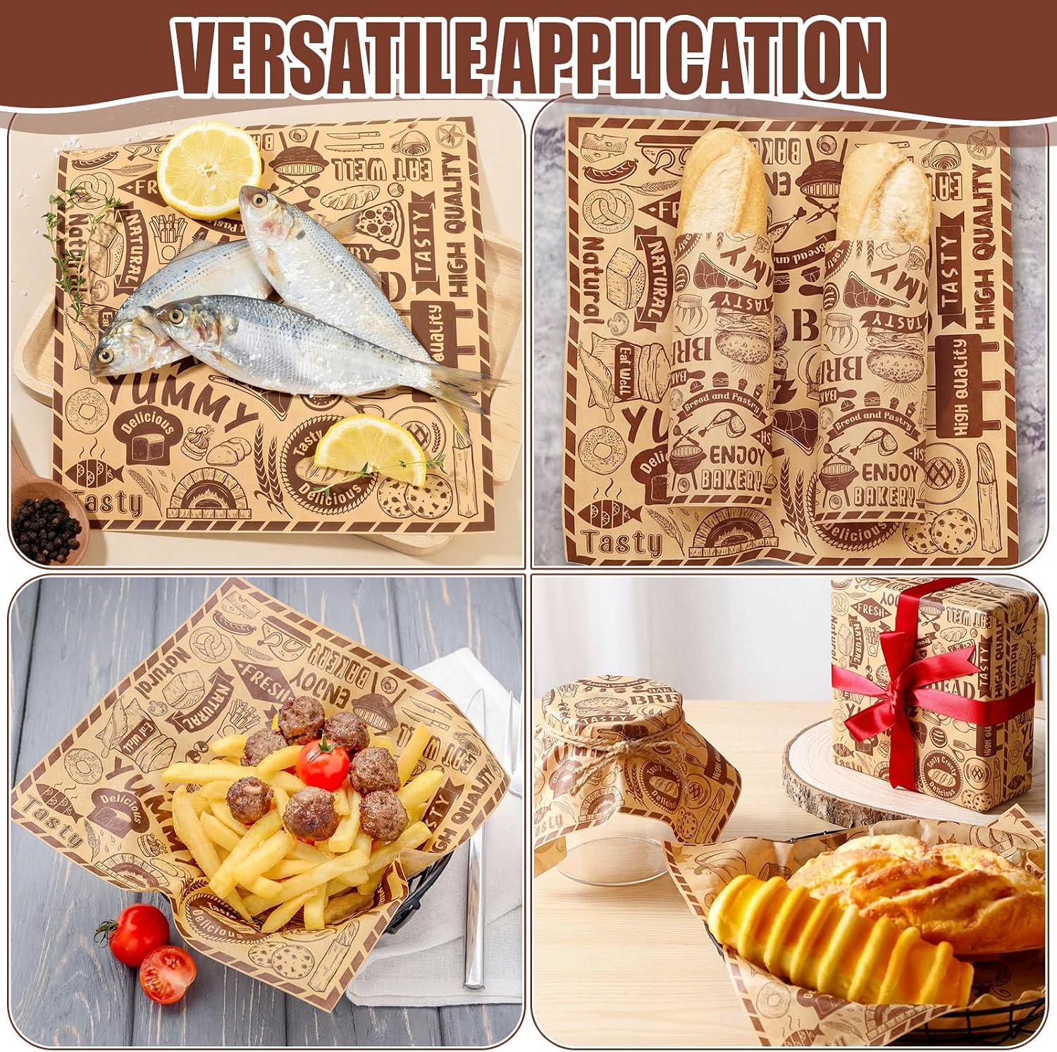 Brown 500 Pcs 12 x 12 Inch Deli Wax Paper Sheets