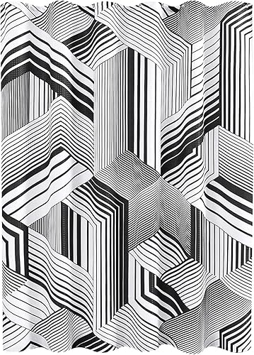 Cortina de ducha de baño, cortina geométrica bohemia negra de 71 x 71 pulgadas de ancho, cortina de ducha de poliéster antivaho con cortina de ducha