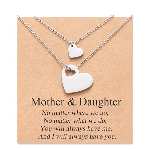 MANVEN Mother Daughter Necklace Set for 2/3 Mothers Day Gifts for Mom Daughter Matching Heart Jewelry Mom Gifts from Daughters Birthday Gifts for Daughter Women - Mother daughter
