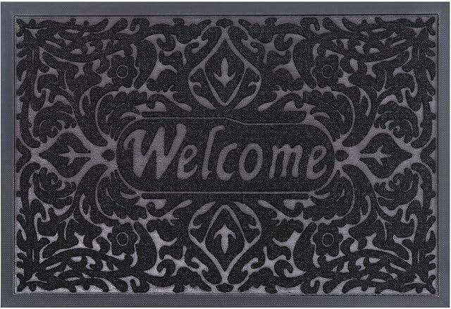 Amazon Brand - Umi Heavy Duty Door Mat, Rubber Door Mats Outdoor & Indoor, Washable Welcome Mat, Durable Outdoor Mats For Front Door, Black, 60x90cm
