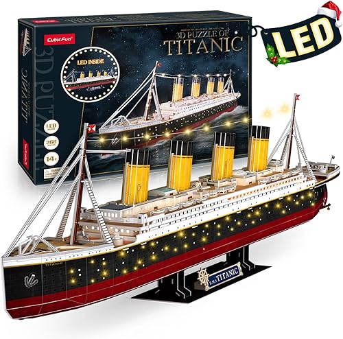CubicFun 3D Puzzles for Adults - LED Titanic 35'' Large Ship - New Home Desk Decor - House Warming, Wedding, Anniversary, Valentines Day Teacher
