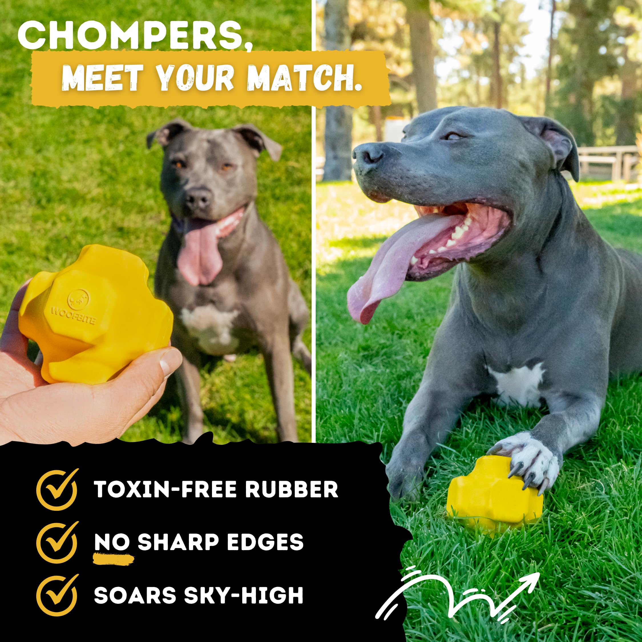 WoofBite Indestructible Jumping Jack Ball, Lifetime Replacement, Aggressive Chewers, Medium Large Breed - Image 4