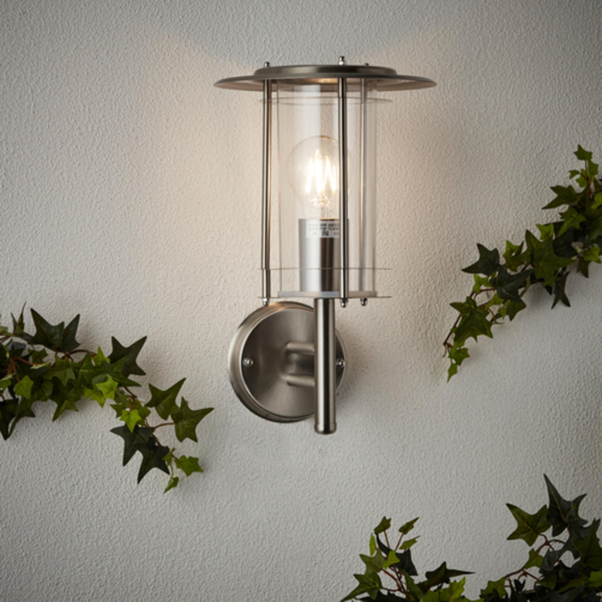 Brilliant York Wandleuchte edelstahl 44781/82 22 x 50 x 32 cm | Wetterfeste Wandlampe außen, Leuchtmittel nicht enthalten, robuste Außenbeleuchtung für die Hauswand