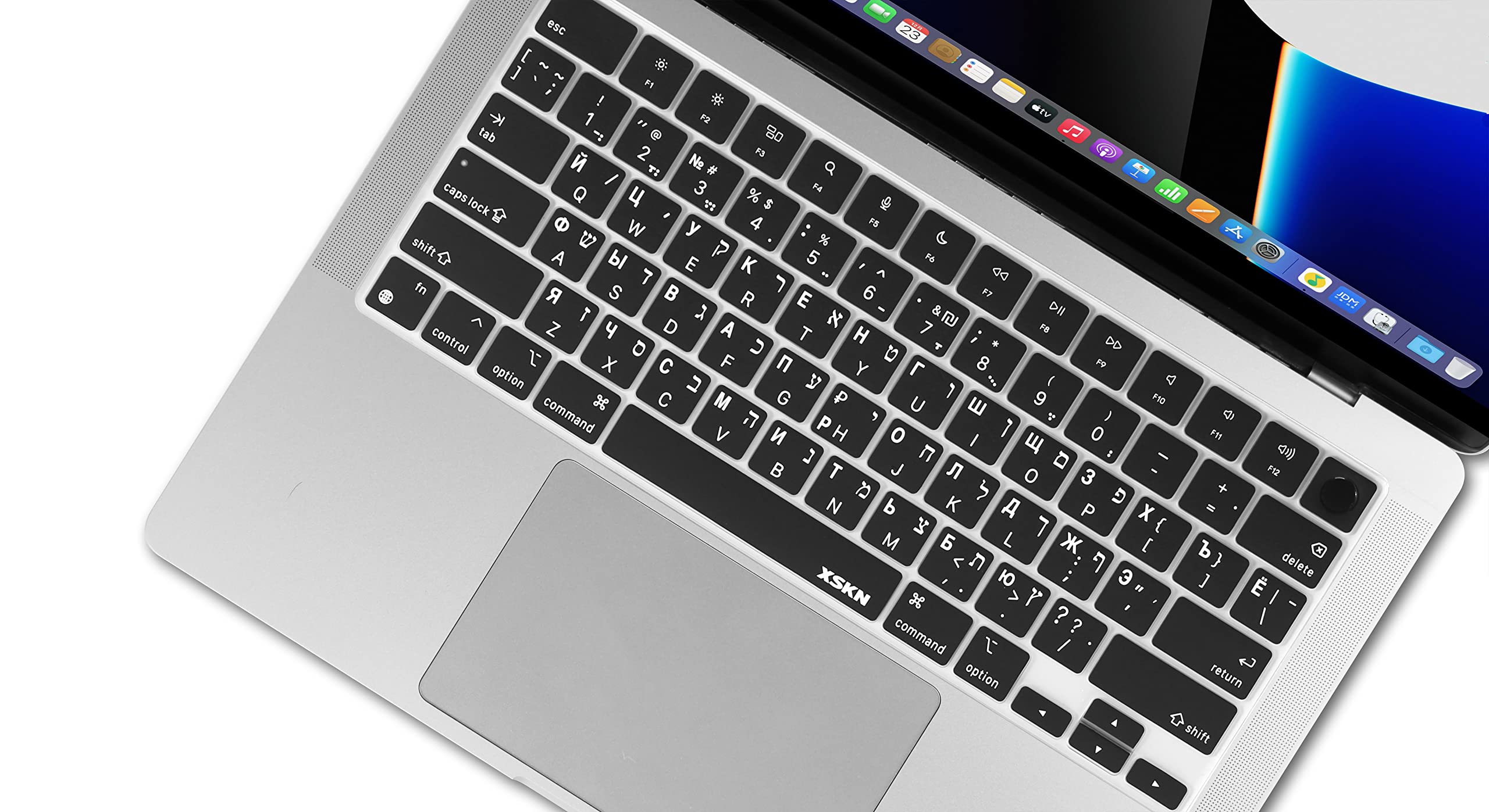 M5 MacBook Pro シルバー USキーボード Amazon.com: XSKN Hebrew Russian US Version Keyboard Cover for