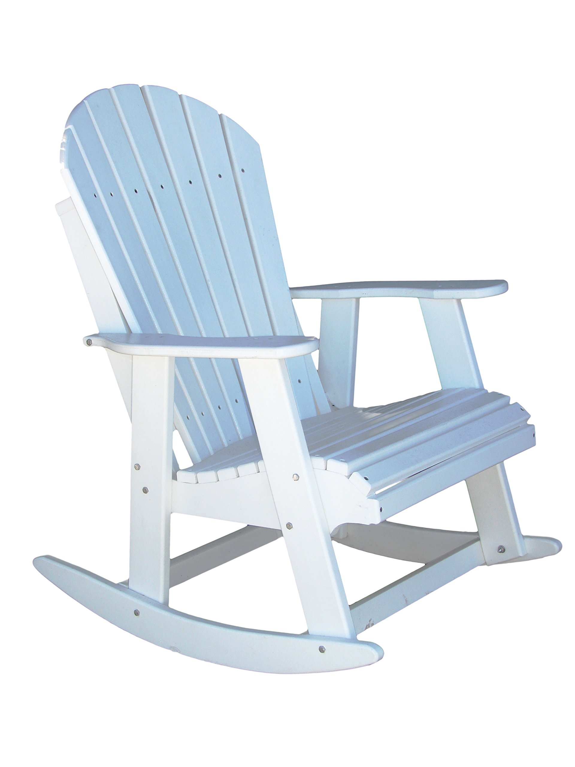 Phat Tommy White Outdoor Rocking Chair - Adirondack Rocking Chair - Poly Outdoor Furniture - Front Porch Patio Rocker