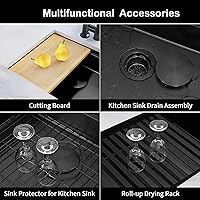 Vista 31 de Fregadero de barra negro, fregadero de cocina negro de montaje inferior de 15 pulgadas, fregaderos de cocina de 15 x 15 x 10 pulgadas, fregadero