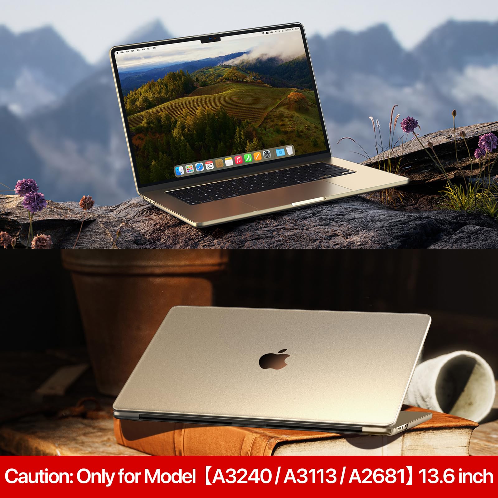 Soonjet Custodia rigida protettiva per MacBook Air 13,6" M2 e cover per tastiera, modello A2681 2022 2023, custodia rigida protettiva robusta e durevole per MacBook Air M2 da 13", trasparente