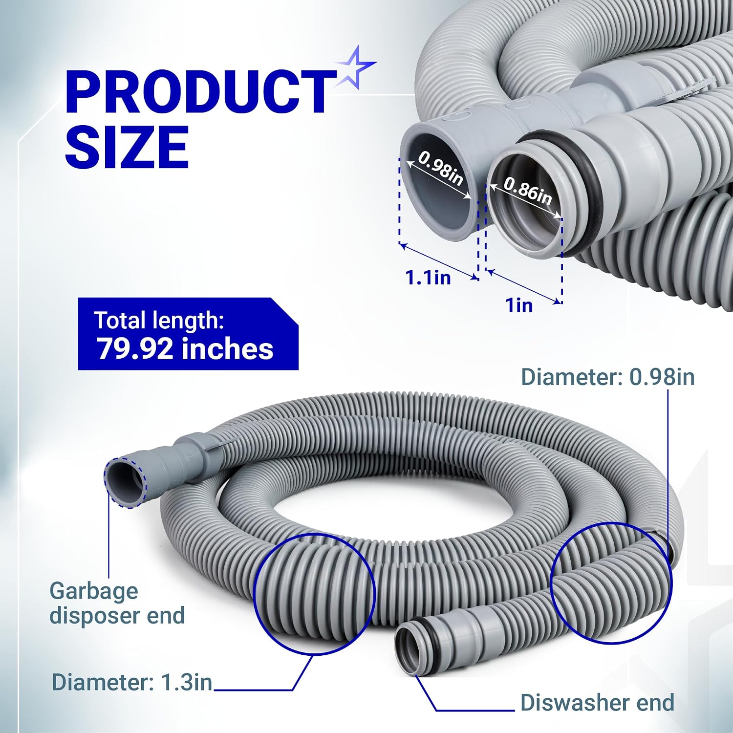 [NEW] BlueStars AEM74333104 AEM74333101 Dishwasher Drain Hose Assembly