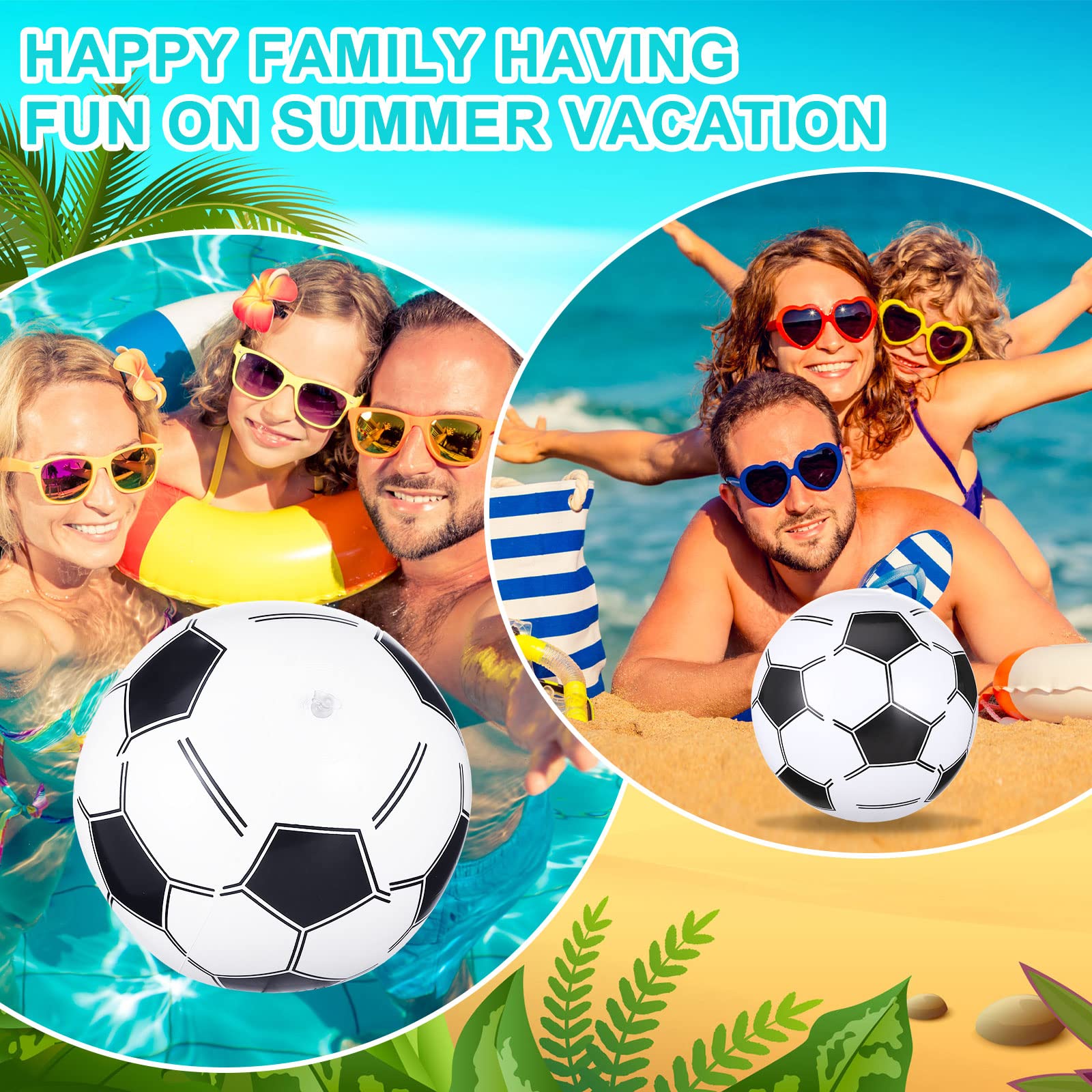 24 pelotas de playa inflables de fútbol de 16 pulgadas, bolas de playa inflables a granel, regalos de fiesta temática de piscina, juguete flotante para fiesta de cumpleaños, suministros de 6