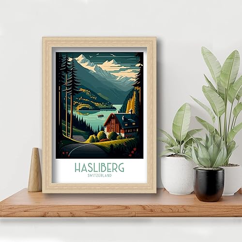 Miniatura 4 de Hasliberg - Póster de pared de Suiza, arte de pared de Hasliberg, ilustración de Suiza, póster de viaje, decoración del hogar, 96 póster de viaje