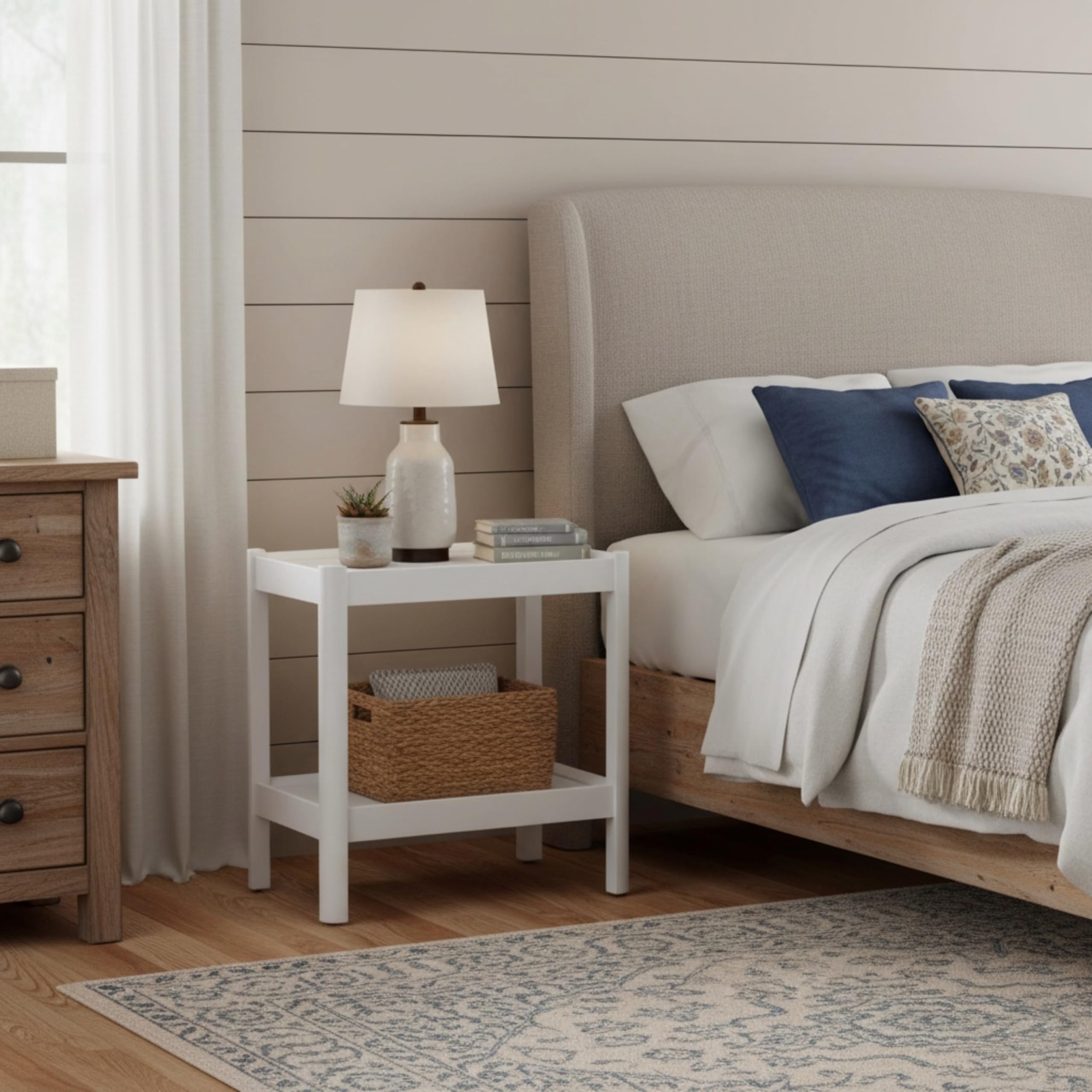 (wood color)White Nightstand