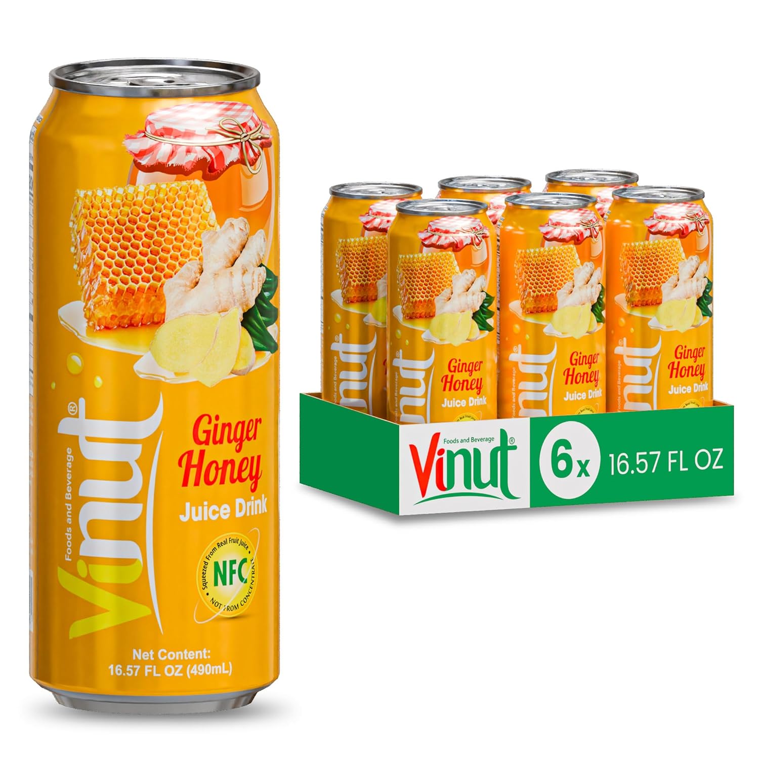 VINUT Passion Fruit Juice Drink with Pulp (Maracuya), 55% Juice, NFC, Sweet & Tart Flavor, 16.57 Fl Oz (490mL) Can (Pack of 6)