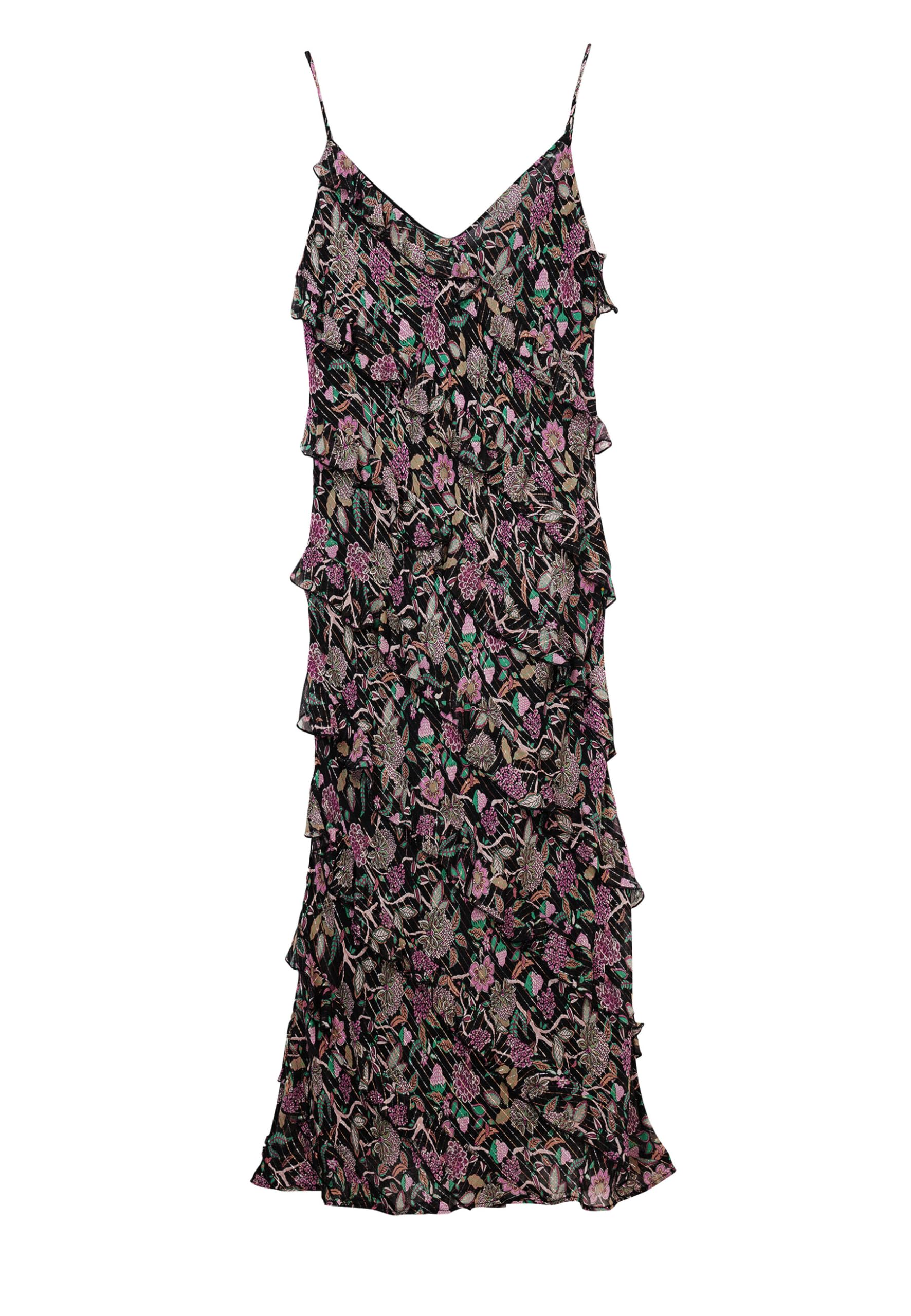 Desigual Vestido Midi con Volantes para Mujer, Negro -, XL