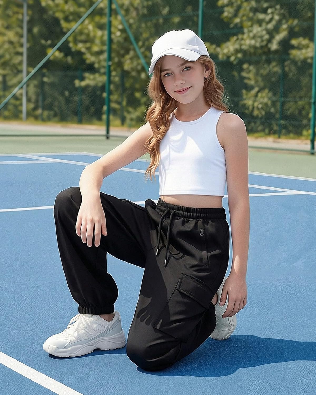 Girls Cargo Pants Drawstring Waist Kids Joggers Hiking Pants Trousers with Pockets for Teen Girl 5-14 Years - Image 6