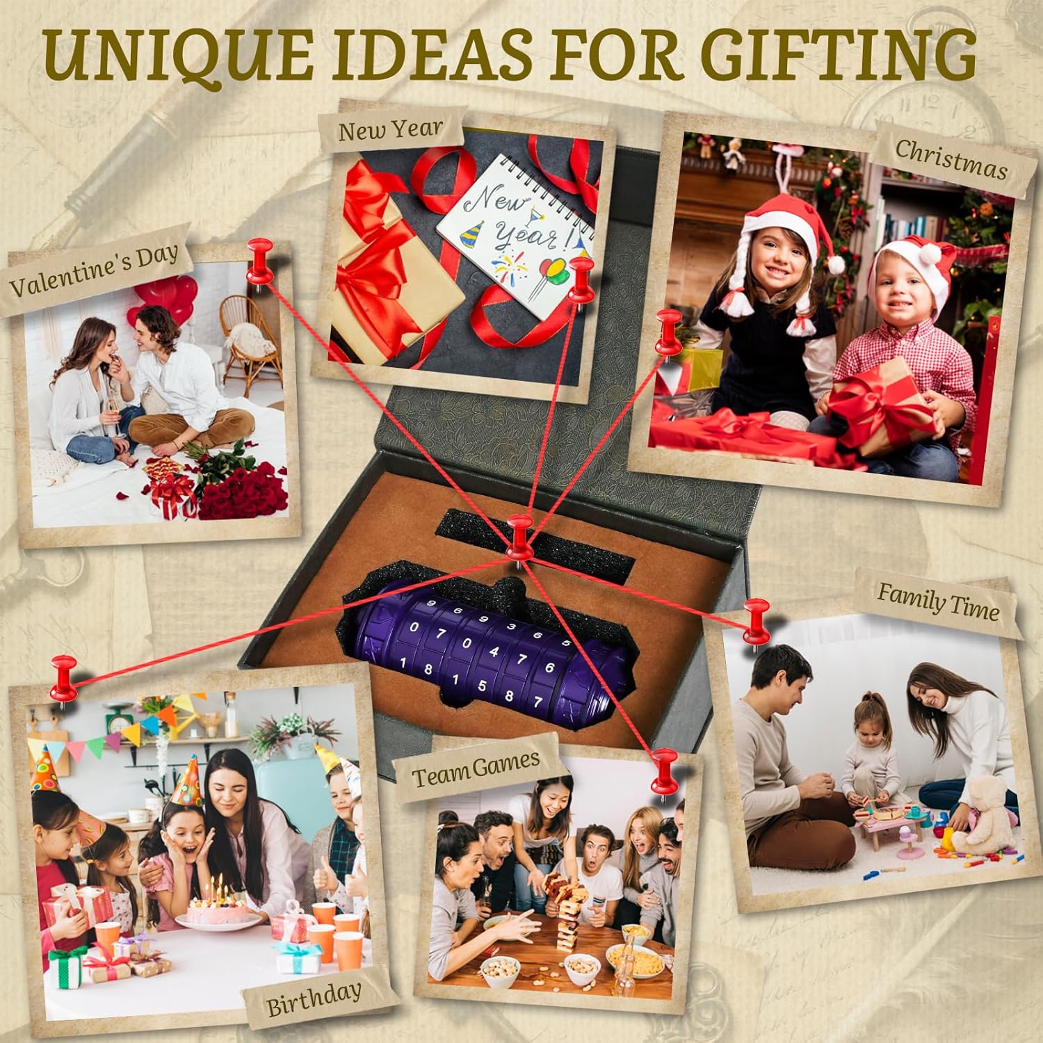 wellsee Da Vinci Code Numeric Mini Cryptex Brainteaser Puzzle Box,Metal Password Lock Cash Box with Hidden Compartment for Money,Challenge Game for Ages 12+ and Up,Unique Xmas Gifts for Her&Him,Purple