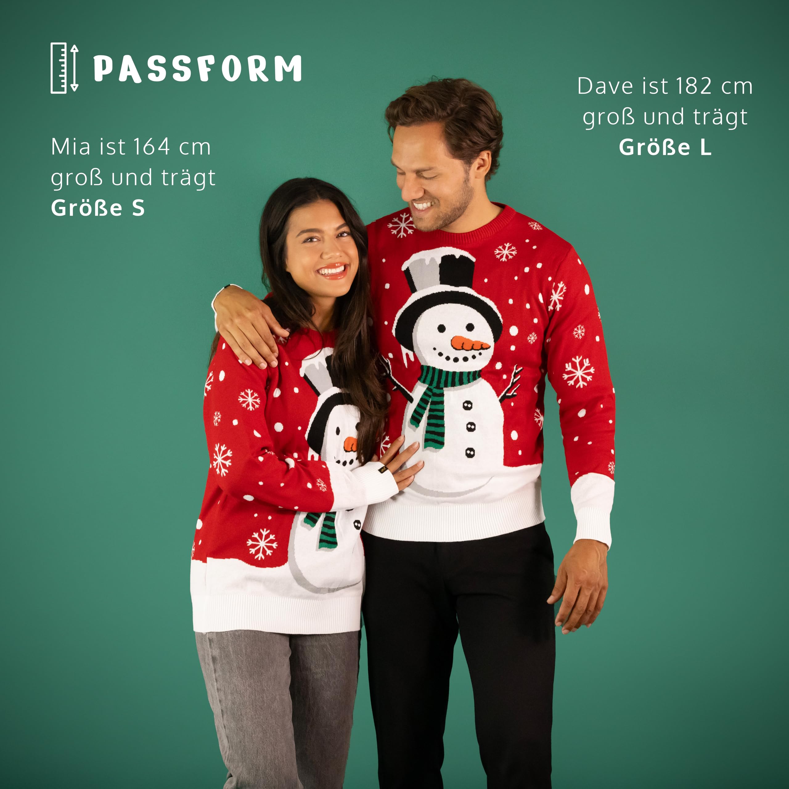 JAP Christmas Schneemann - Lustiger Hässlicher Weihnachtspullover Für Damen und Herren Ugly Christmas Sweater - Rot L