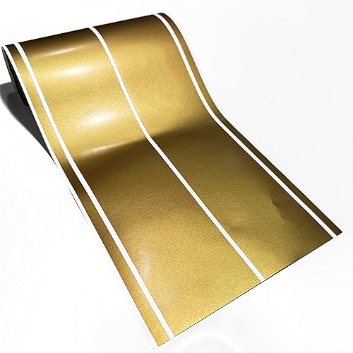 Miniatura 2 de (2) Calcomanías de vinilo para defensas de hash a rayas de carreras, par de calcomanías a rayas (3M dorado metálico)