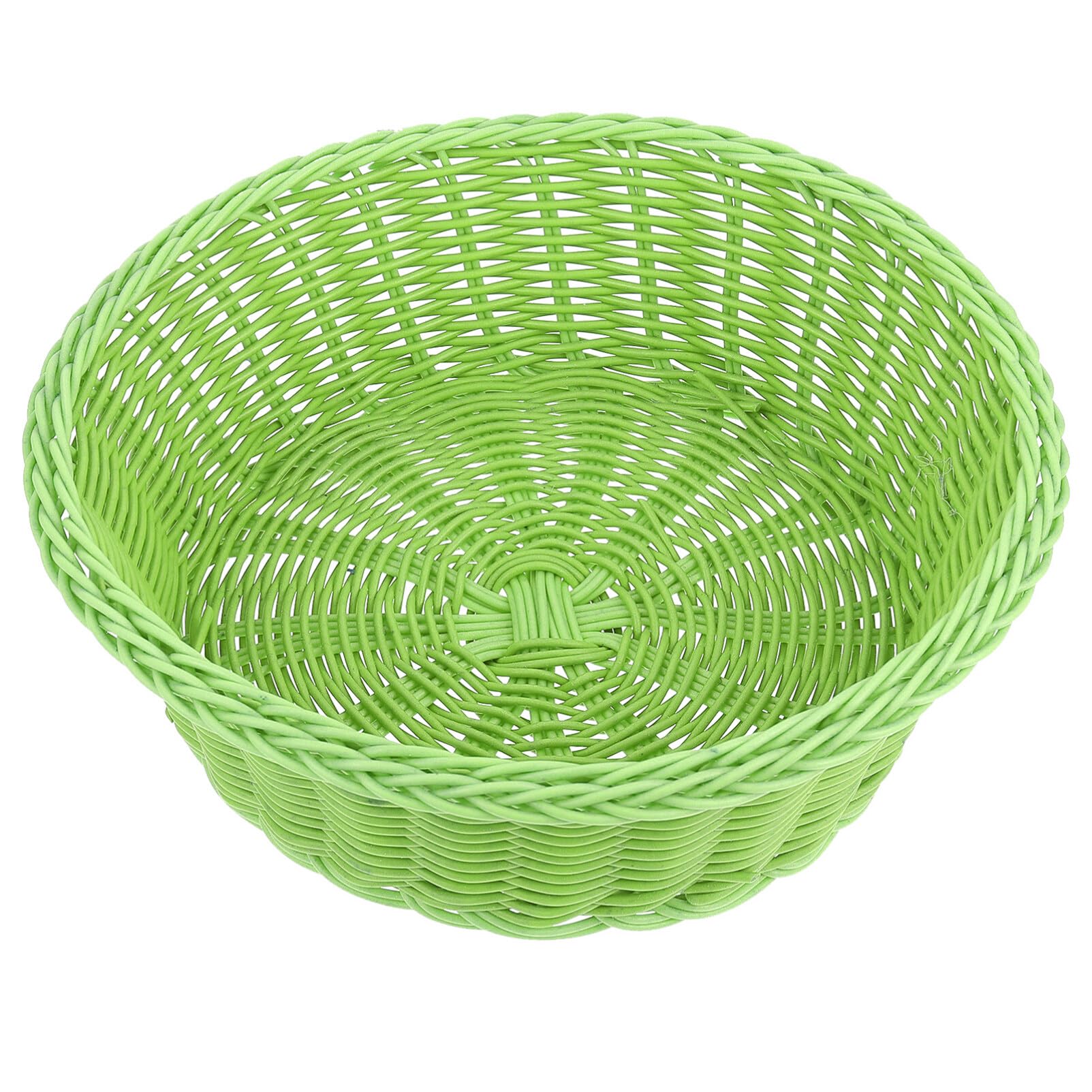 Cabilock 1pc Woven Fruit Basket Plastic to Go Containers Snack Storage Basket Plastic Serving Tray Tablescape Decor Wicker Storage Basket Rustic Decor Snack Basket Round Food Rack re-usable
