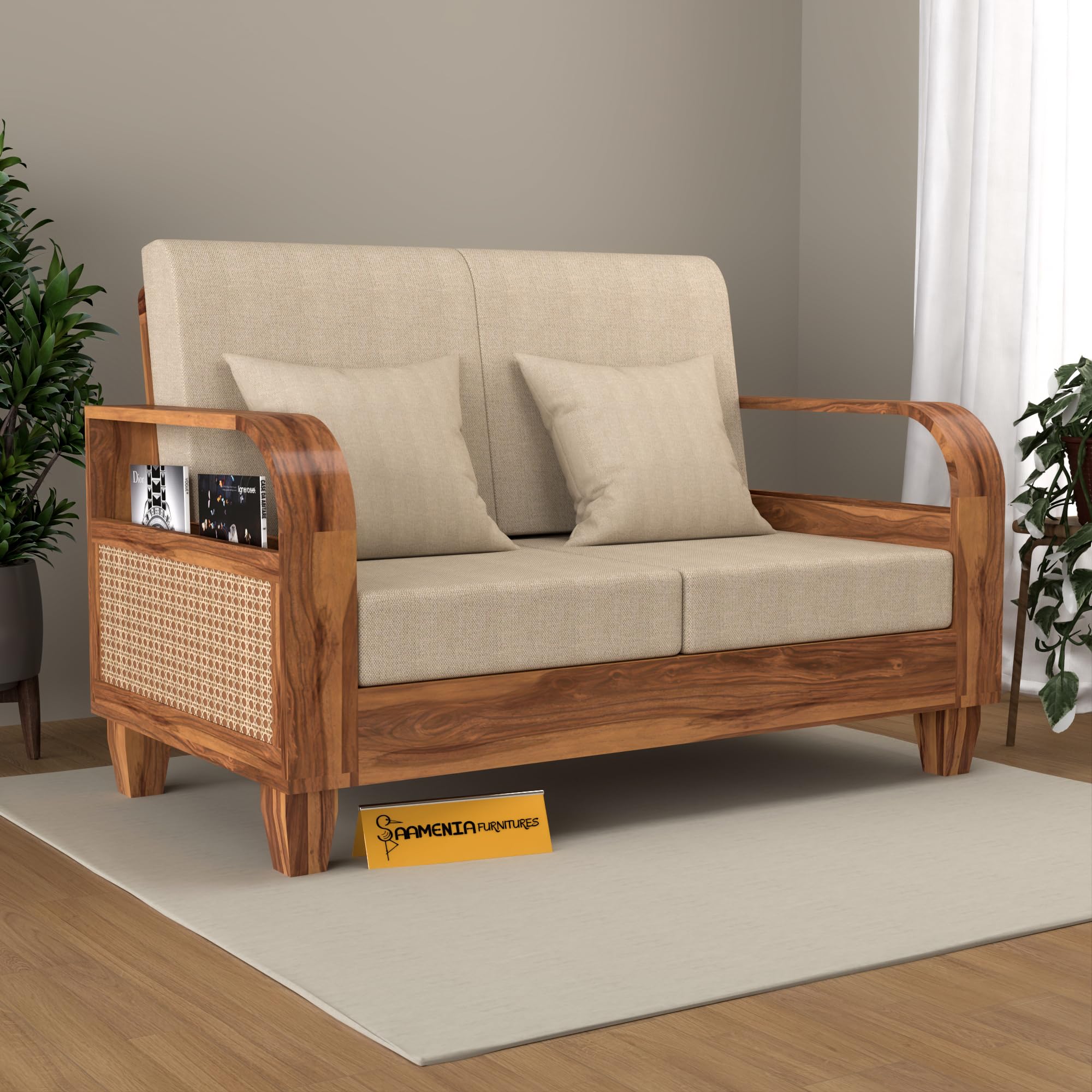 New MamtaFurniture Solid Sheesham Wood 2 Seater Sofa for Living Room Home and Office | Wooden Sofa Set Two Seater-image-18