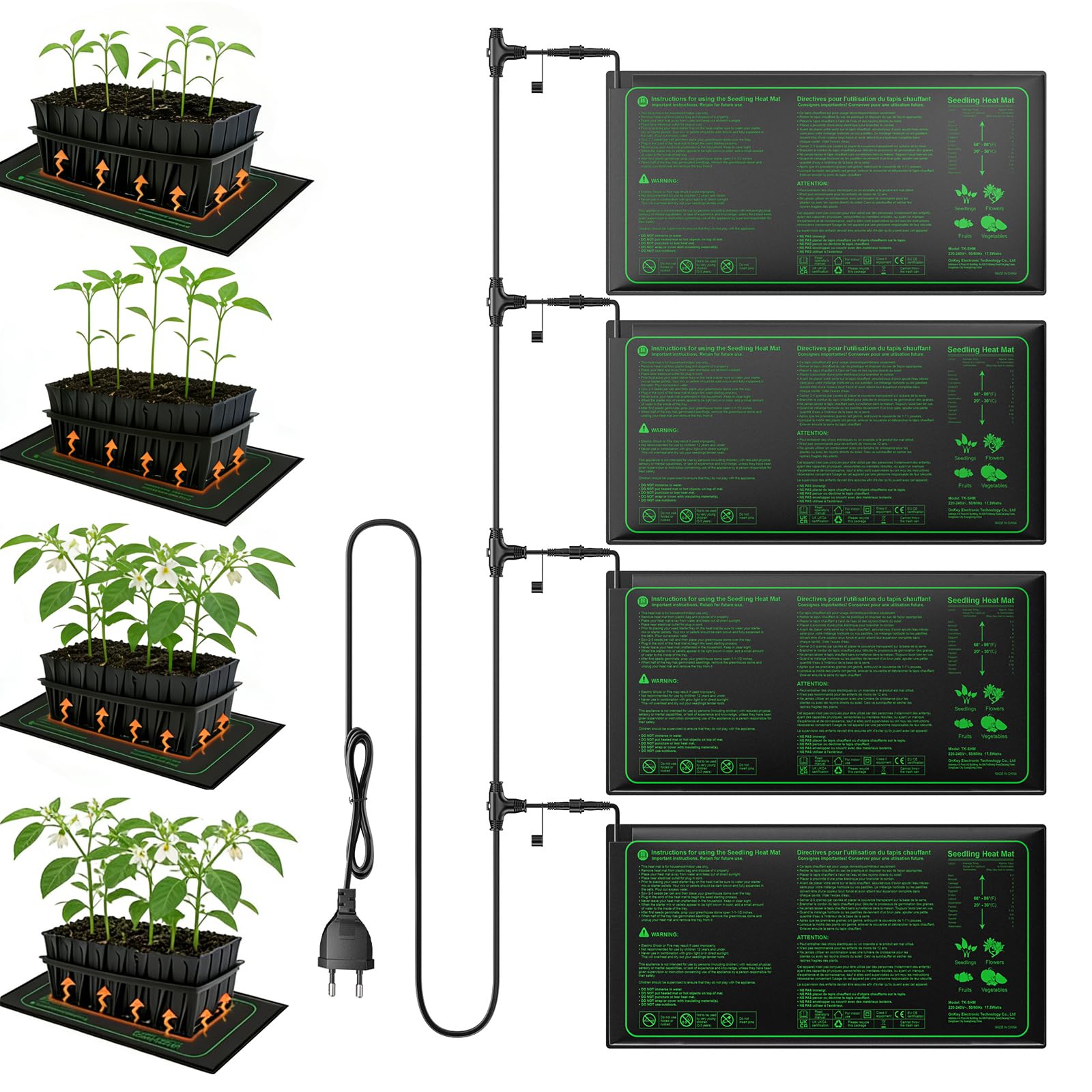 Heizmatte Pflanzen 4 Stück 50,5 * 25,5 cm 18W Heizmatten für Pflanzen Wasserdicht Zimmergewächshaus Setzling Wärmematte Pflanzen für Sämling Germination, Gewächshaus-Inkubation