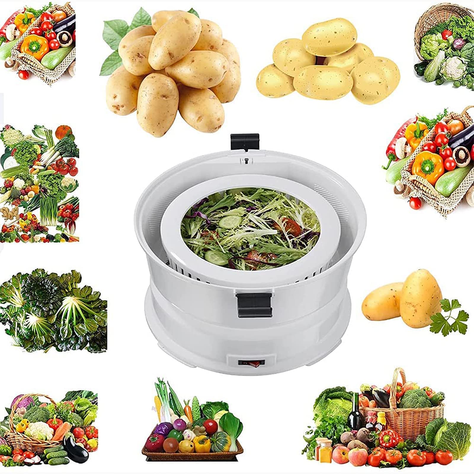 Pelador De Patatas Eléctrico, Pelador De Frutas Y Verduras Eléctrico Multifunción De 85 W con Pies De Goma, Operación De Un Solo Toque Y Fácil De Usar, para Cocina Casera