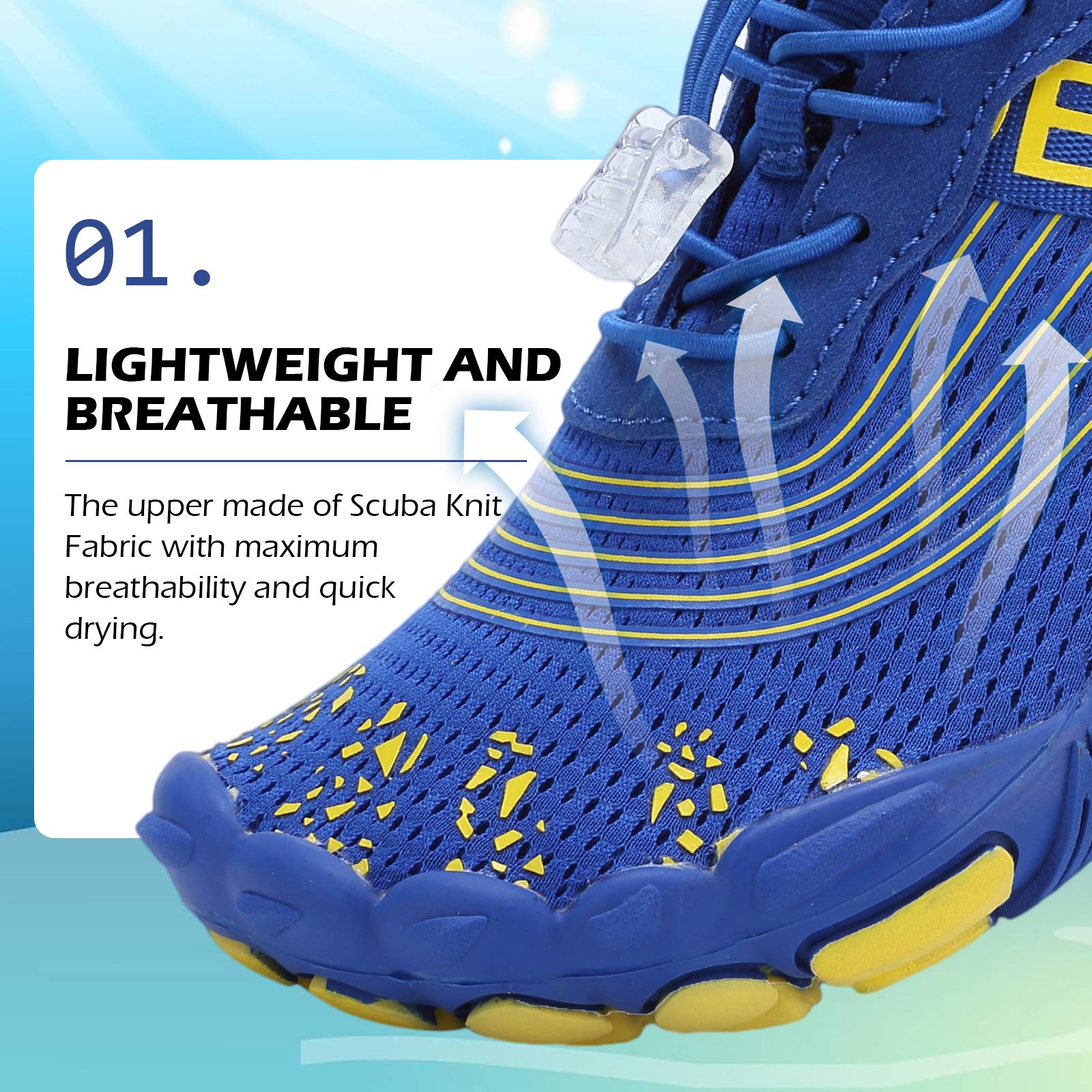 DimaiGlobal Calzado Descalzos Niñas Niños Zapatillas de Trail Running Barefoot Secado Rápido Zapatos de Agua Transpirable Antideslizante para Playa 36EU Azul