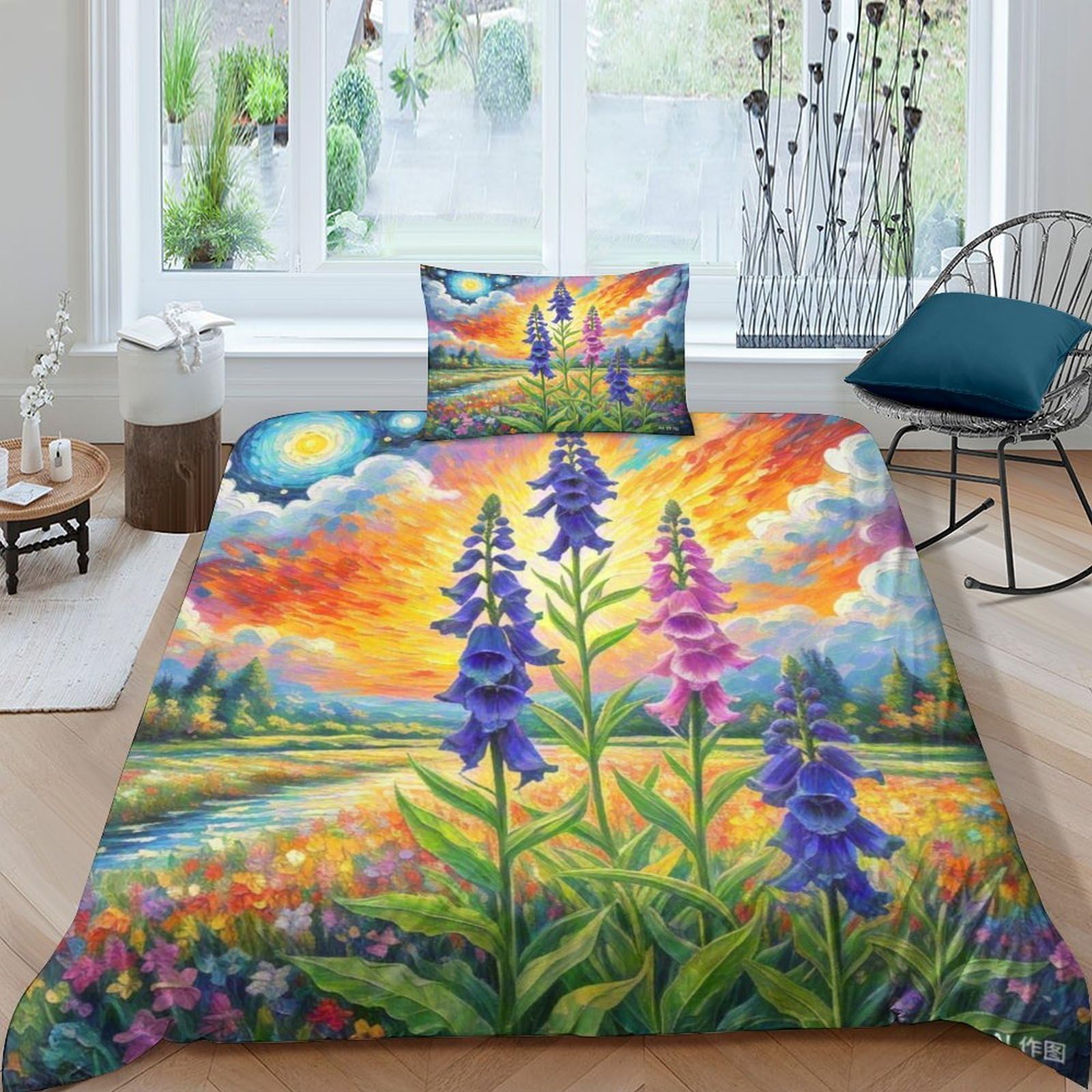 Housse de couette delphinium 3D pour la chambre d'enfant lit simple