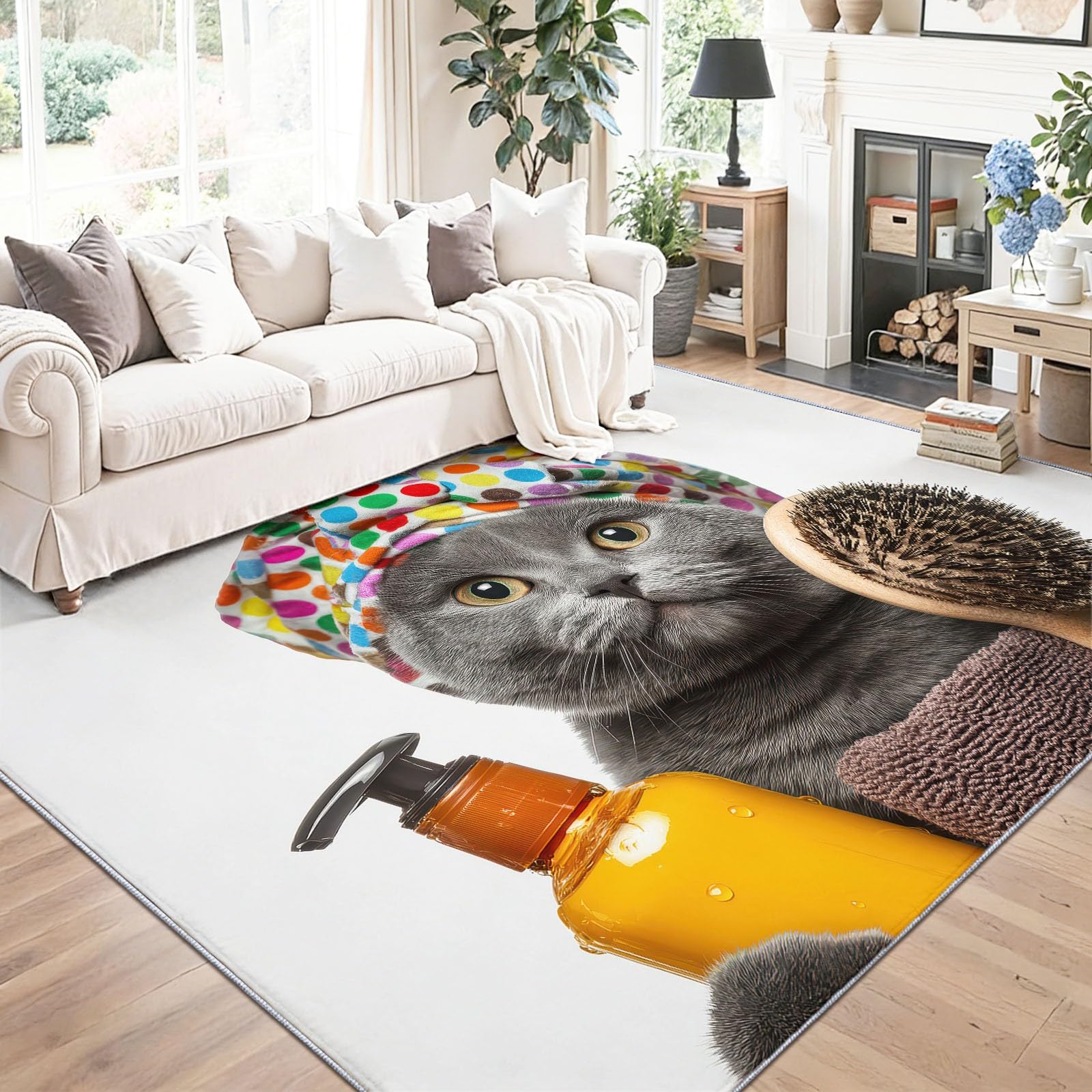 80 x 150 cm Tappeto Cartone Animato Polka Antiscivolo Facile da Pulire Tappeto, Spazzola Da Bagno Colorata Per Gatti Morbido Pelo Corto Lavabile Tappeti per Salotto, Camera Letto, Sala Pranzo, Casa