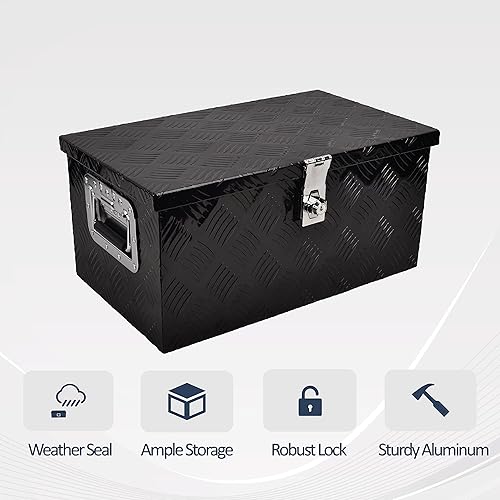 Miniatura 4 de BATONECO Caja de herramientas de aluminio de 20 pulgadas caja de almacenamiento de herramientas para caja de camión con mango lateral cerradura y 2