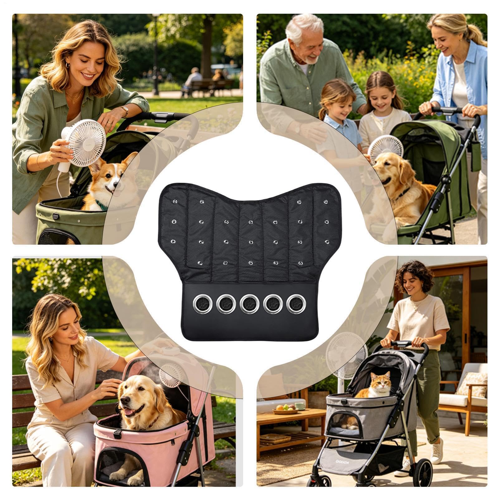 Esterilla Refrescante De Perros Con Cojín Lavable Y Ventilador | Colchoneta Portátil Para Carrito De Mascotas Para Interior Exterior Hogar Viaje Mascotas Y Cachorros Pequeñas Medianas