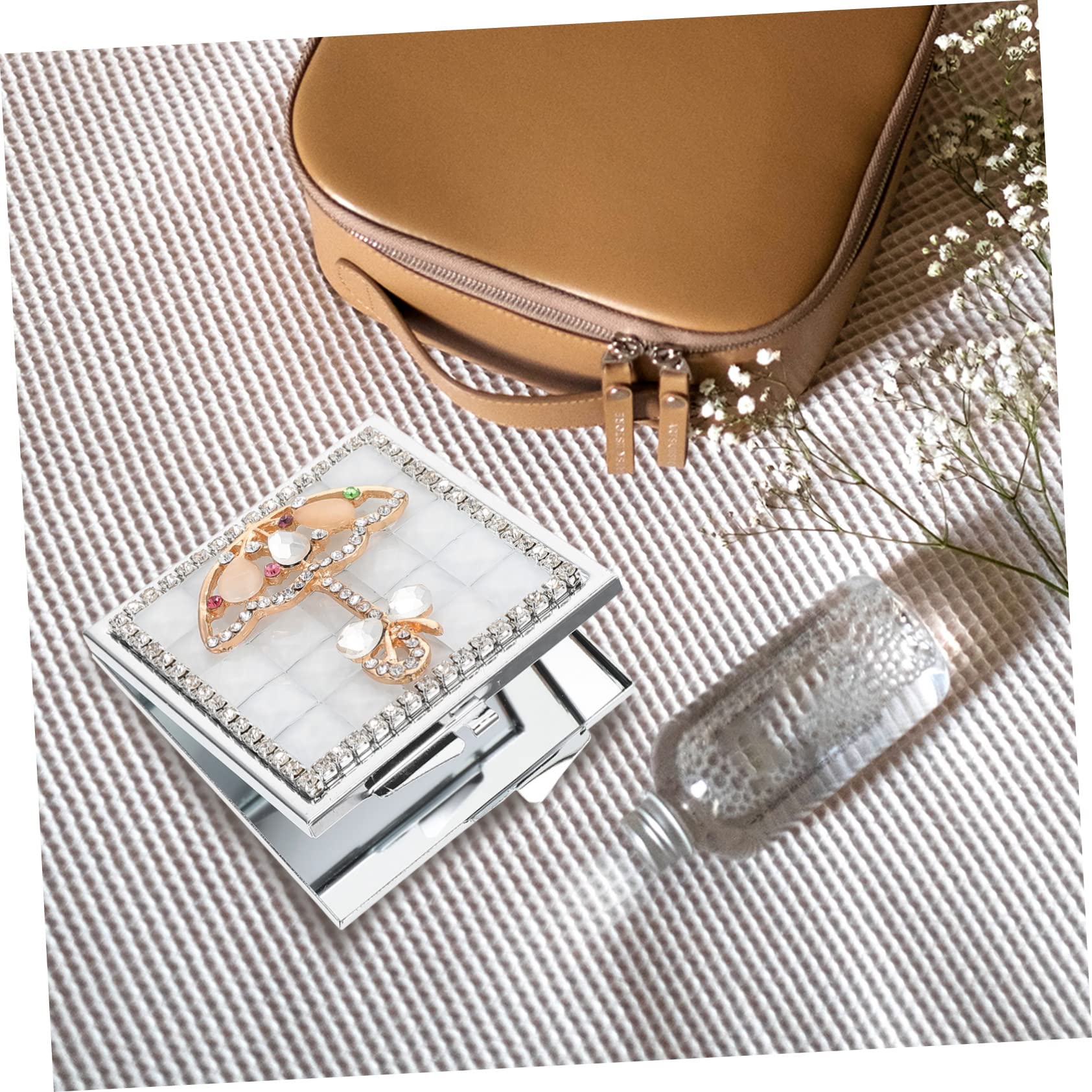 minkissy 3 Piezas Espejo Portátil De De Imitación Espejo Compacto De Doble Cara Compacto Personalizado Plegable Cartera Pequeña Metal De Belleza Viajar