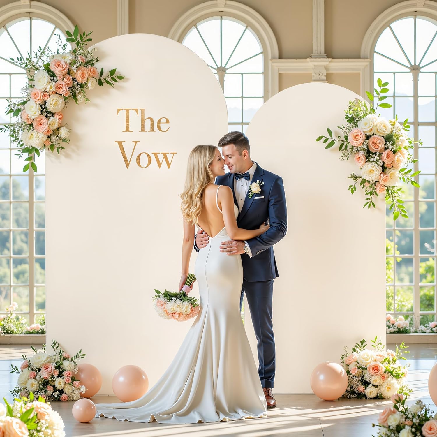Tao-Ge Boho Arch Backdrop Cover Set of 2 - 7.2FT & 6FT Wedding Arch Covers - Double-Color Sage Green & Beige - Spandex Fitted Fabric - Stretchy Backdrop for Party, Baby Shower, Birthday Decoration