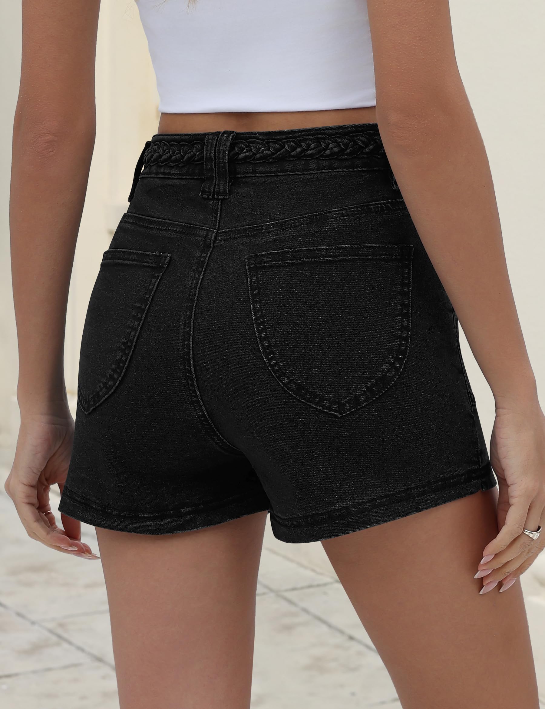 Fengbay Short en jean pour femme - Taille haute - Extensible - Décontracté - Pantalon d'été tendance