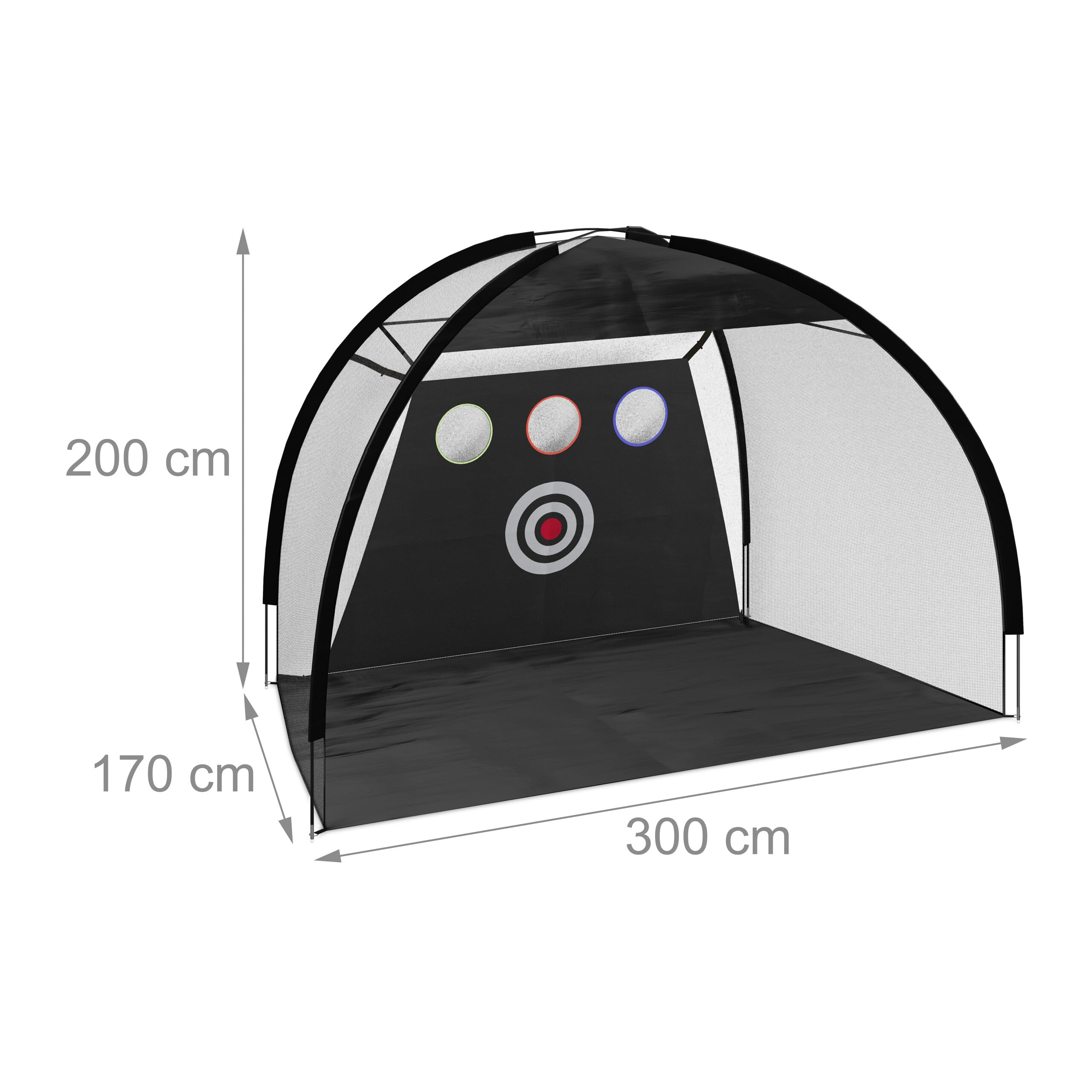 Relaxdays Rete da Golf da Allenamento, 200x300x170 cm, Porta Portatile con Borsa per Trasporto e Picchetti, Nero Bianco