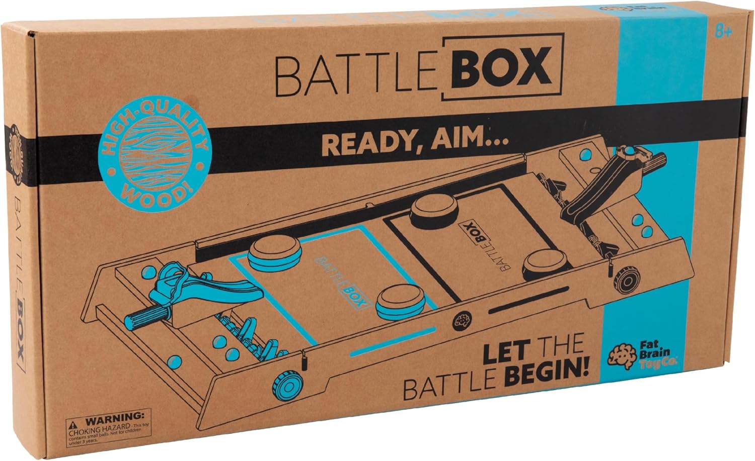 Fat Brain Toys Battle Box Marble Games, Targeting Aiming Tabletop Wooden Game for Kids & Tweens Ages 8-12