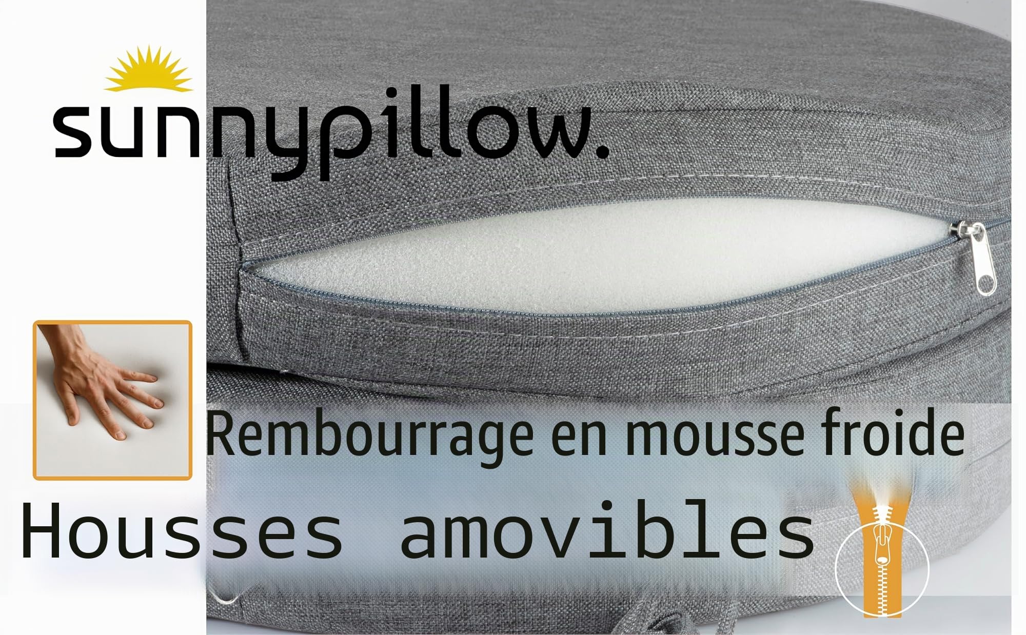 sunnypillow Lot de 2 Coussins de Chaise 40 x 40 x 7cm, Extérieur - imperméables résistants aux UV - Coussin d'assise pour bancs - Coussin de siège pour la Maison et Le Jardin - Gris