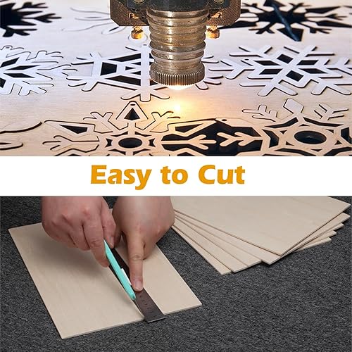 Miniatura 4 de Hojas de madera contrachapada de tilo, paquete de 6 unidades de 0.118 in 18 x 12 x 12 pulgadas, piezas de madera cuadradas sin terminar para