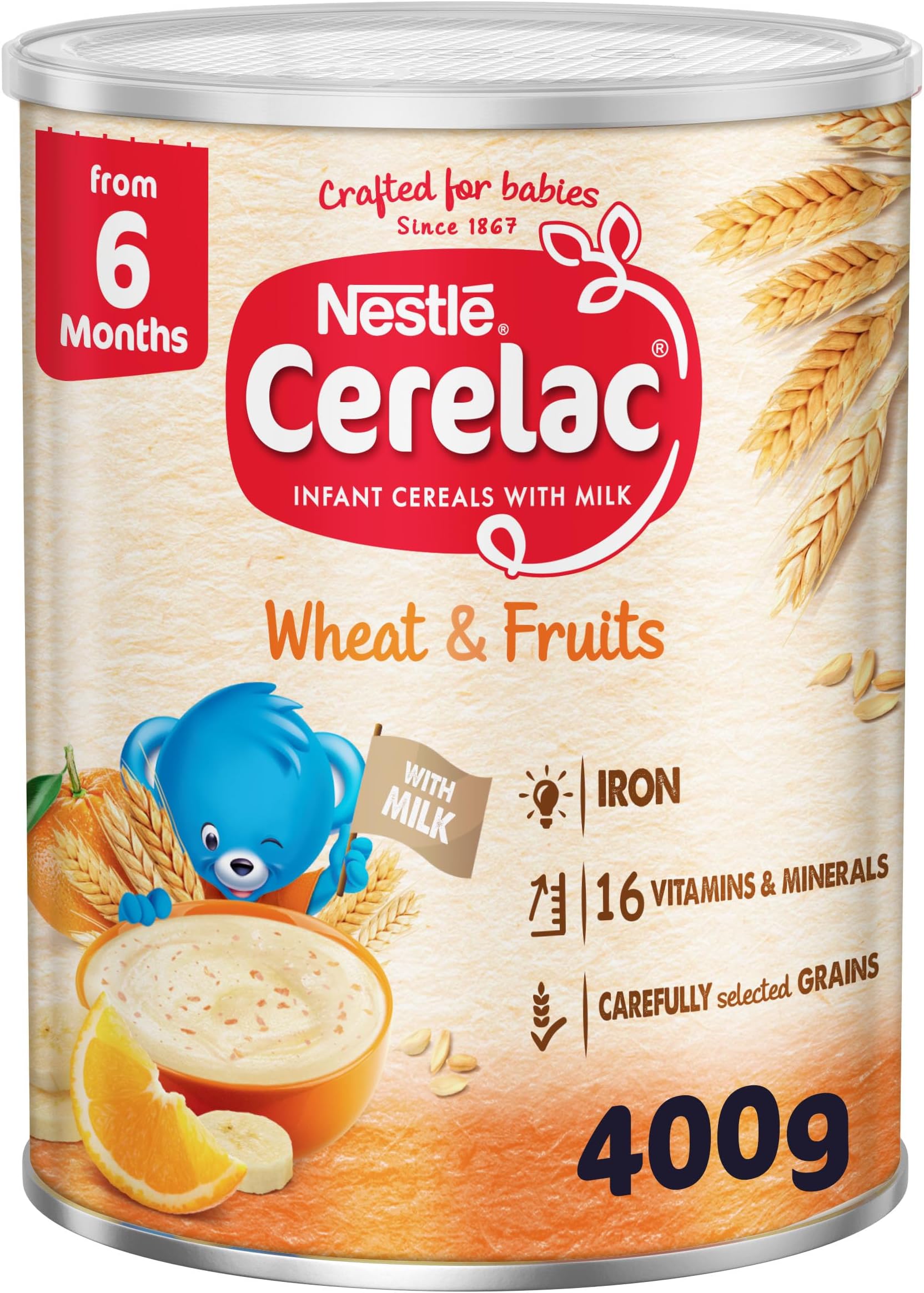 Nestle Cerelac Infant Cereals With Iron + Wheat & Fruits From 6 Months 400g