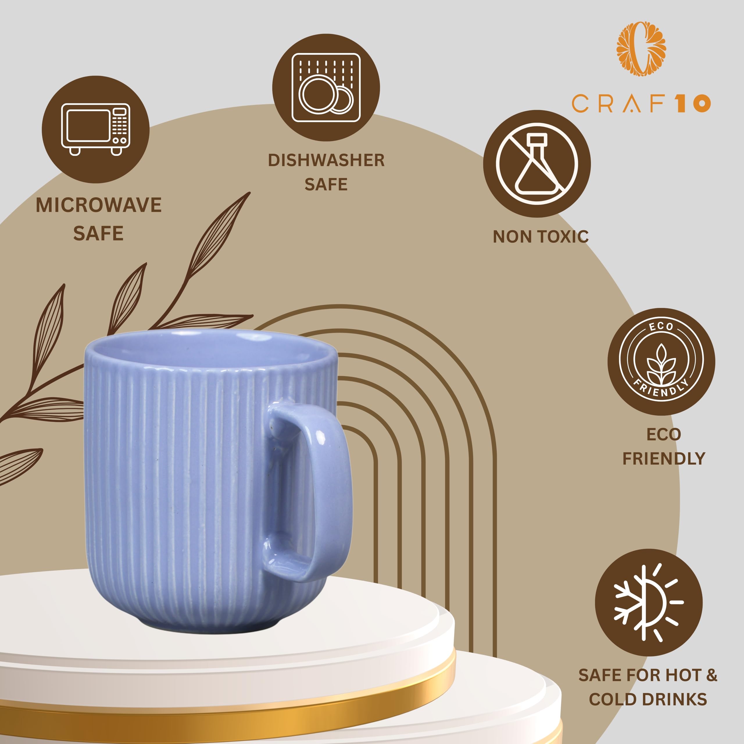 CRAF10 SkyBlue Ceramic Coffee Mugs - Set of 2 -5
