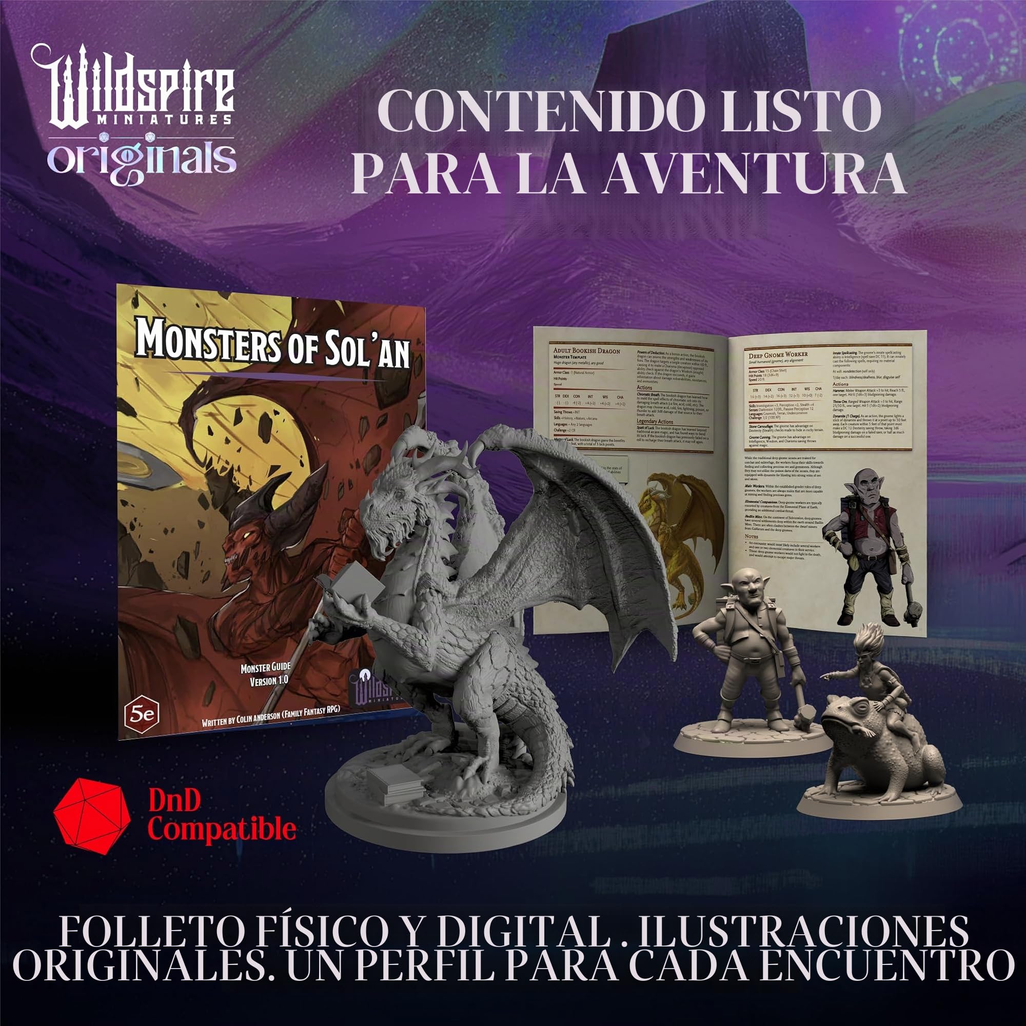 Wildspire Miniaturas de Fantasía y Dragón Bookish para DND - Monstruos 28mm-32mm para Dungeons & Dragons y Pathfinder - Figuras en Bulk para Juegos de Rol