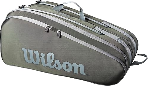WILSON Tour Tennis Racket Bag - Dark Green and Stone Grey