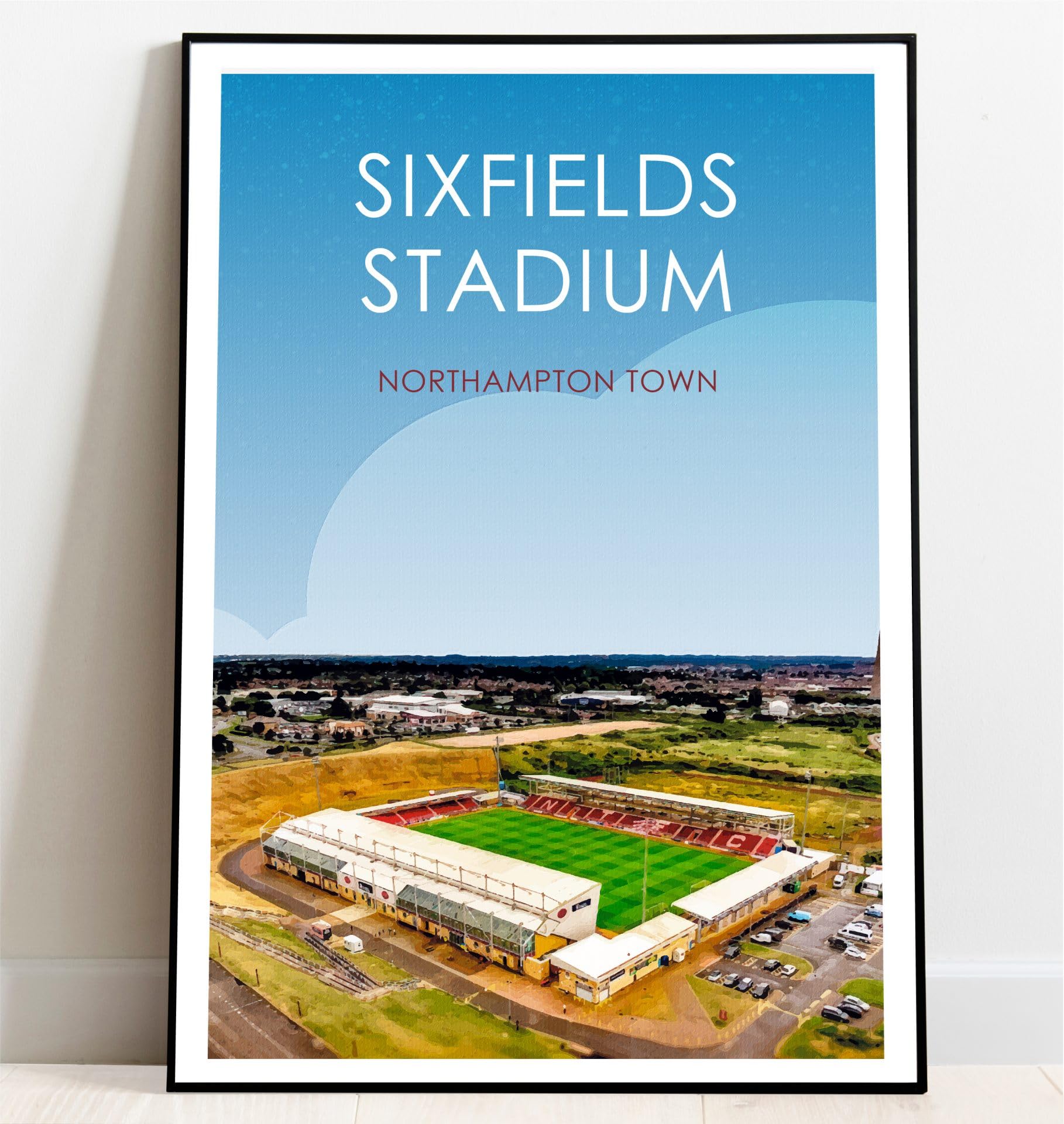 Ultras Fc White Northampton Town Sixfields Stadium Retro Art Print (A5 Giclee Print - Landscape)