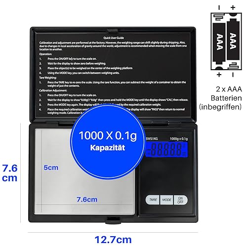 Miniatura 3 de Smart Weigh Báscula digital de bolsillo, precisión de 35.27 oz x 0.00 oz, ideal para joyas, alimentos, hierbas y medicinas, plataforma de acero