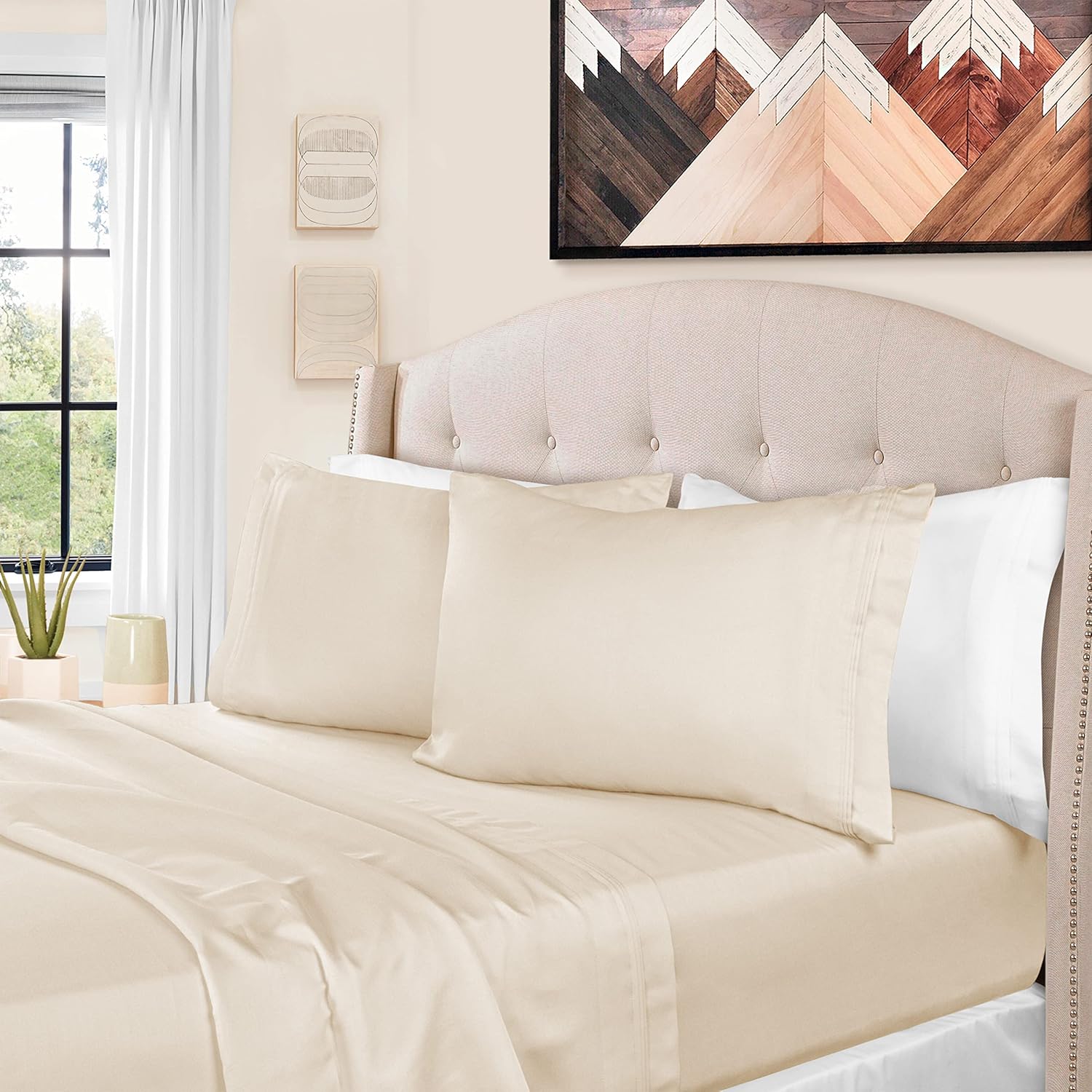 BLUENILEMILLS BNM Luxury Egyptian Cotton Bedsheet Set 1500 Thread Count Bedding Ultra Soft Premium Quality Wrinkle Free Includes