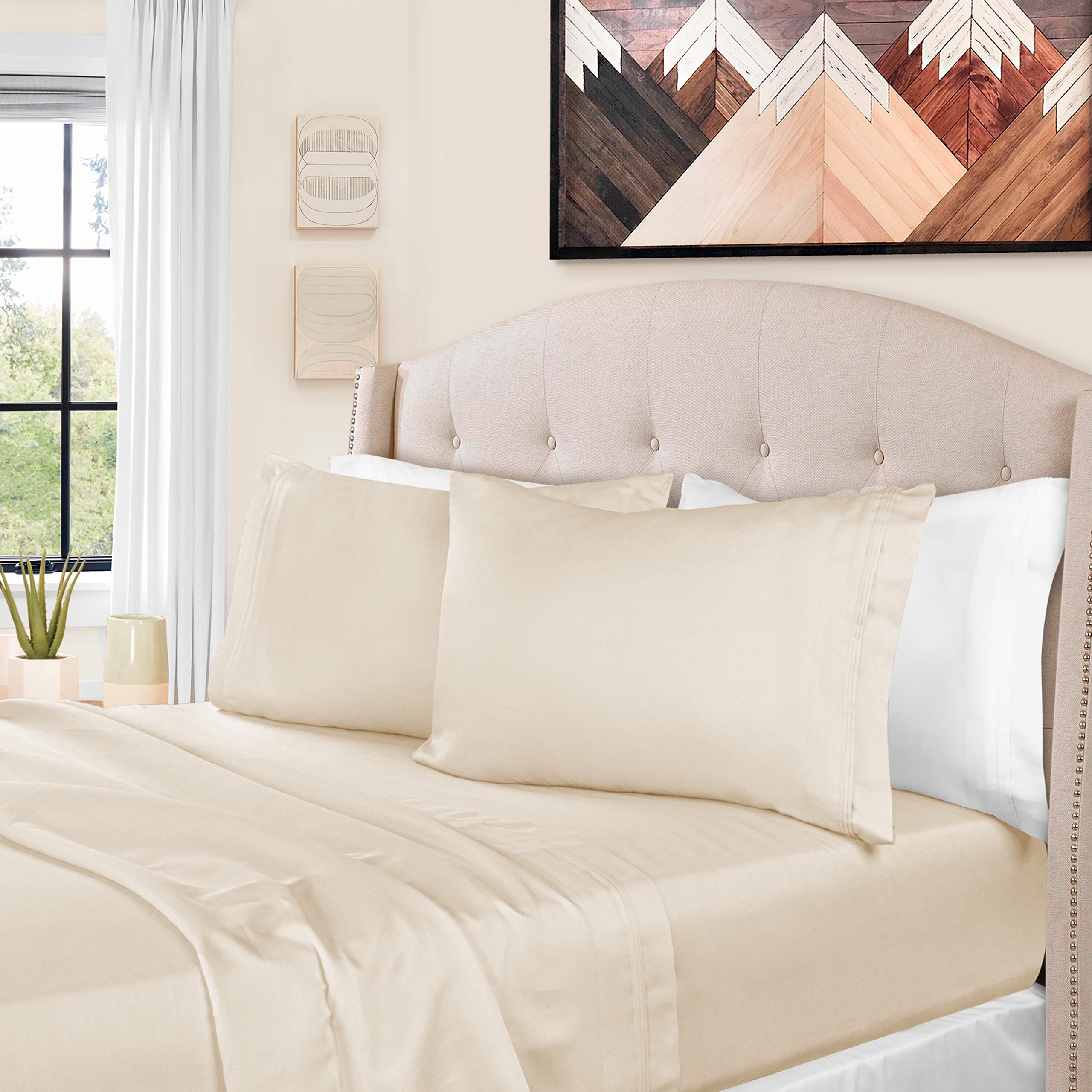 BLUENILEMILLS BNM Luxury Egyptian Cotton Bedsheet Set 1500 Thread Count Bedding Ultra Soft Premium Quality Wrinkle Free Includes